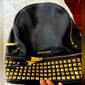 Michael Kors Black Backpack with Gold Accents